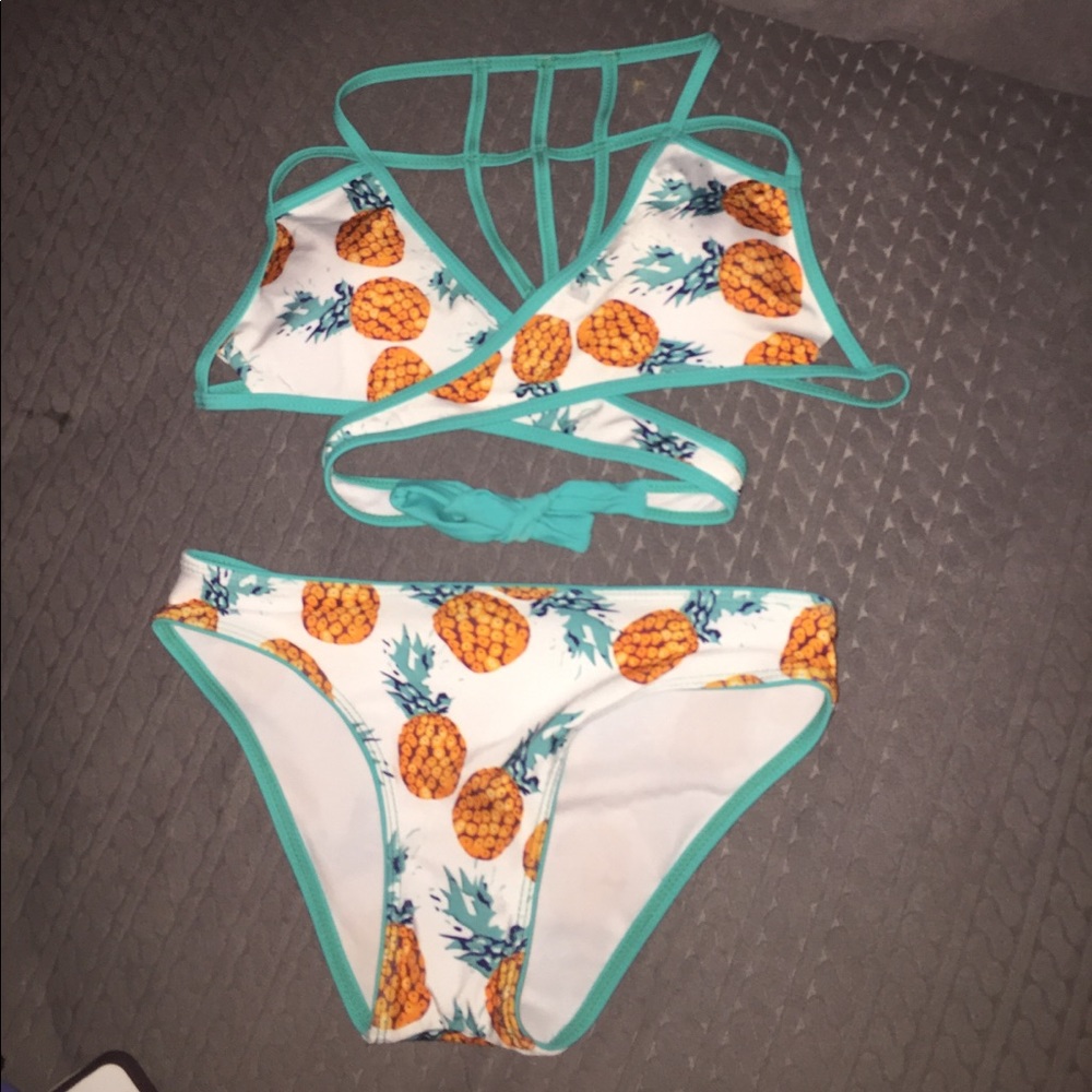 Wrap Top Pineapple Bikini Set